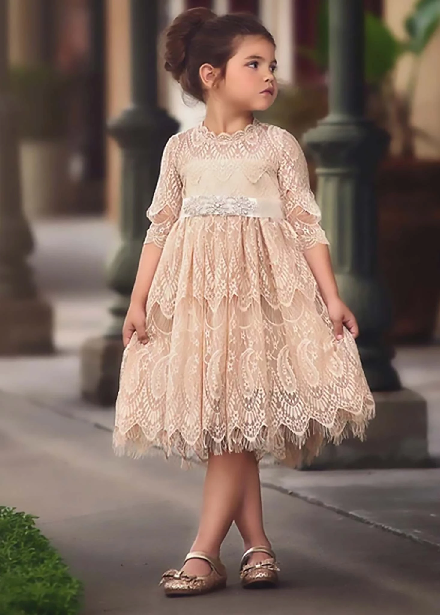 BELLA RAFAELA DRESS & BELT SET-BUTTERSCOTCH 1 BELLA RAFAELA DRESS & BELT SET-BUTTERSCOTCH