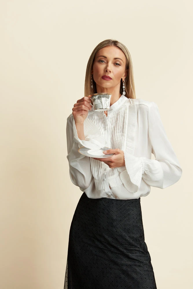 MAYA TUXEDO BLOUSE WINTER WHITE 11 MAYA TUXEDO BLOUSE WINTER WHITE - Image 11