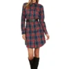EVE BUTTON FRONT TARTAN SHIRT DRESS