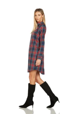 EVE BUTTON FRONT TARTAN SHIRT DRESS -Trish Scully Dresses Outlet Store 140 3