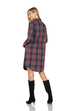 EVE BUTTON FRONT TARTAN SHIRT DRESS -Trish Scully Dresses Outlet Store 140 4