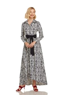CONSTANCE MAXI DRESS NAVY DAMASK -Trish Scully Dresses Outlet Store 26 1361 WEB