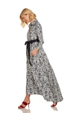 CONSTANCE MAXI DRESS NAVY DAMASK -Trish Scully Dresses Outlet Store 26 1388 WEB