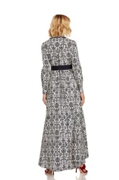 CONSTANCE MAXI DRESS NAVY DAMASK -Trish Scully Dresses Outlet Store 26 1404 WEB