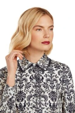 CONSTANCE MAXI DRESS NAVY DAMASK -Trish Scully Dresses Outlet Store 26 1406 WEB