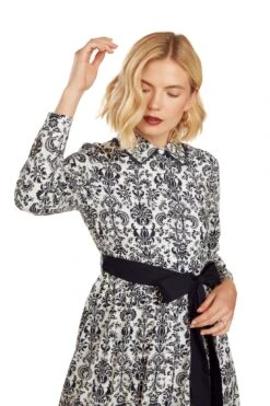 CONSTANCE MAXI DRESS NAVY DAMASK -Trish Scully Dresses Outlet Store 26 1417 WEB