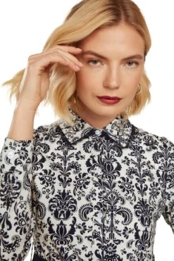 CONSTANCE MAXI DRESS NAVY DAMASK -Trish Scully Dresses Outlet Store 26 1432 WEB