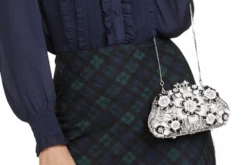 BLACK & WHITE FLORAL RHINESTONE CLUTCH -Trish Scully Dresses Outlet Store 303 3