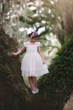 OLIVIA DRESS ANTIQUE WHITE