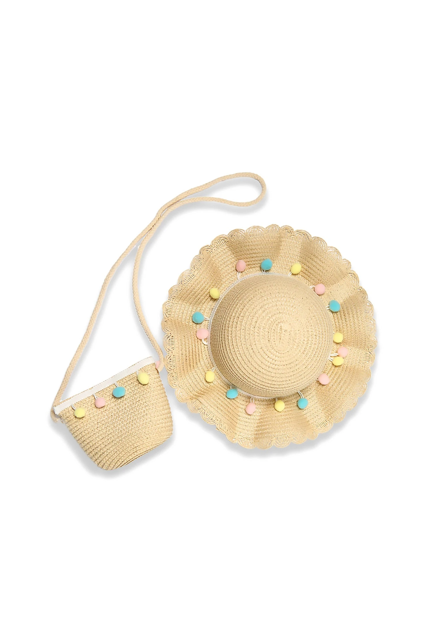 POM-POM HAT & PURSE SET IVORY 1 POM-POM HAT & PURSE SET IVORY