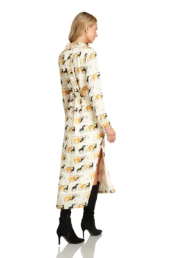 LEA BUTTON DOWN MAXI DRESS EQUESTRIAN PRINT -Trish Scully Dresses Outlet Store BlakesleyDressEquestrianPrint 1467 WEB