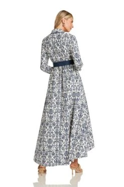 CONSTANCE MAXI DRESS NAVY DAMASK -Trish Scully Dresses Outlet Store ConstanceMaxiNavyDamask 1673 WEB