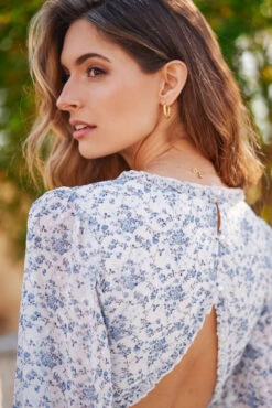 GRACE MINI DRESS BLUE FLORAL -Trish Scully Dresses Outlet Store DSC01822