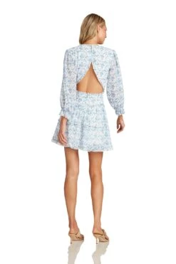 GRACE MINI DRESS BLUE FLORAL -Trish Scully Dresses Outlet Store GraceDressBlue 1573 WEB