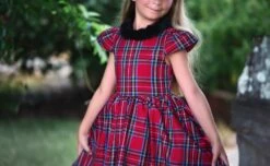 EVANGELINE DRESS ROYAL STEWART TARTAN -Trish Scully Dresses Outlet Store evangelinerstew2