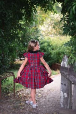 EVANGELINE DRESS ROYAL STEWART TARTAN -Trish Scully Dresses Outlet Store evangelinerstew3